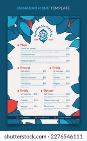 Iftar food menu for restaurant menu template in ramadan kareem event design