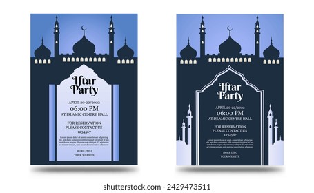 Iftar invitación con hermosa mezquita y decoraciones