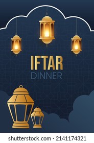 Iftar Invitation Design with Dark Blue Gradient Theme