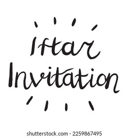 Iftar invitation lettering calligraphy brush. Ramadan food party.