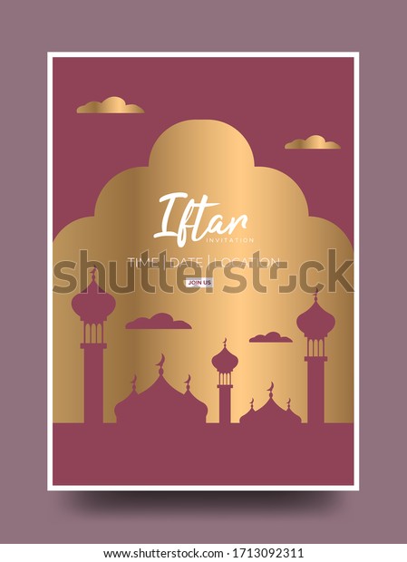Iftar Invitation Poster Design Golden Gradient Stock Vector (Royalty ...