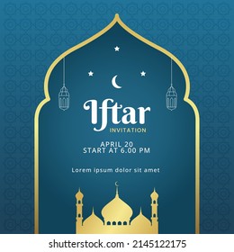 Iftar Invitation Ramadan Greeting Card Vector Illustration