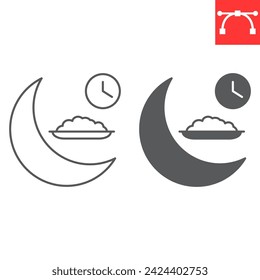 Iftar line and glyph icon, Ramadan and muslim, fasting vector icon, vector graphics, editable stroke outline sign, eps 10.