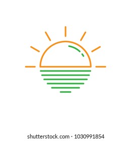 Iftar maghrib or sunset for breaks the fast sign. Simple monoline icon style for muslim ramadan and eid al fitr celebration.