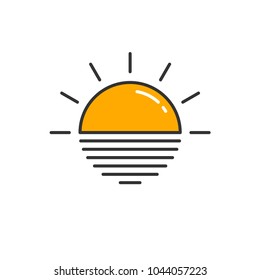 Iftar maghrib or sunset for breaks the fast sign. Simple monoline icon style for muslim ramadan and eid al fitr celebration.