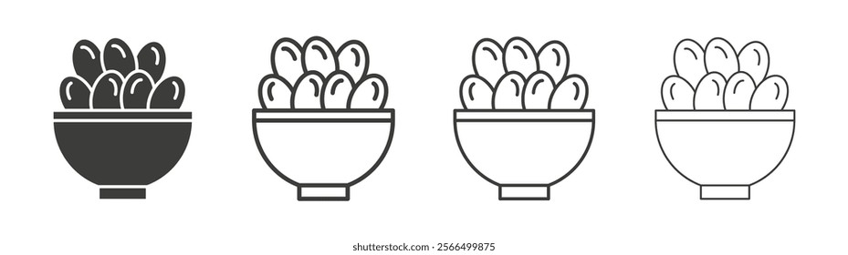 Iftar meal ramadan icon flat and linear vector illustration on white background.