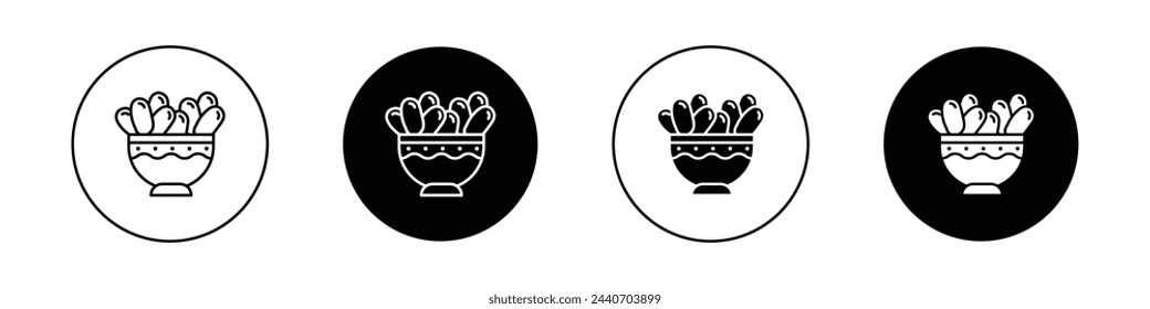 Iftar meal ramadan icon set. ramadan date plate or bowl vector symbol.