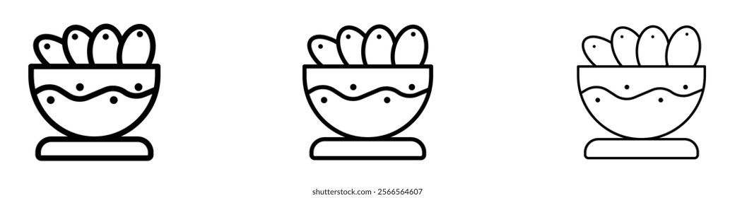 Iftar meal ramadan icon in tree different line stroke sizes.