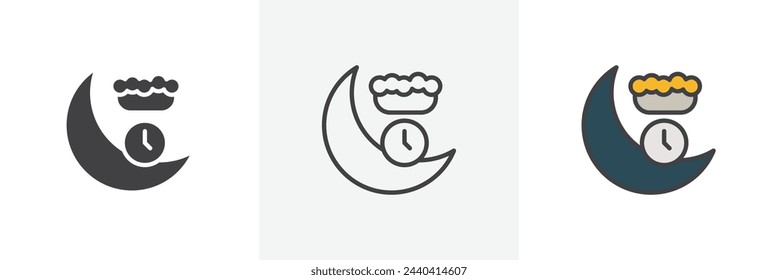 Iftar Meal Traditions during Ramadan. Icons Representing Muslim Dining and Feasting