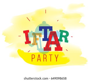 Iftar party. Background for greeting cards print and web. Vector design about Ramadan kareem holy month.