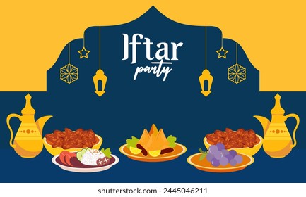 Iftar fiesta celebración concepto flyer Vector