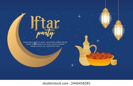 Iftar party celebration concept flyer vector illustration