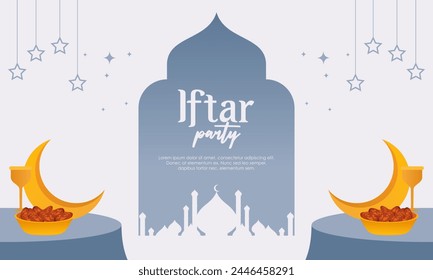 Iftar fiesta celebración concepto flyer Ilustración vectorial