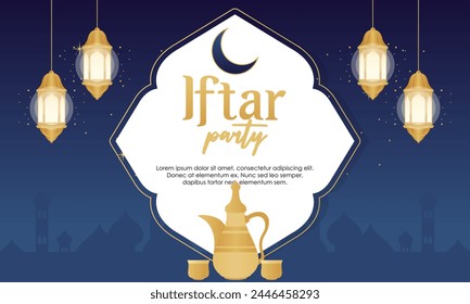 Iftar fiesta celebración concepto flyer Ilustración vectorial