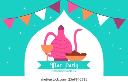 Iftar party celebration concept flyer vector