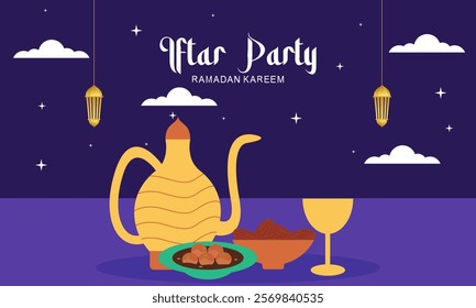 Iftar party celebration concept flyer vector