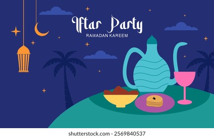 Iftar party celebration concept flyer vector