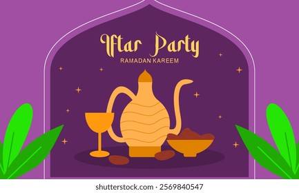 Iftar party celebration concept flyer vector