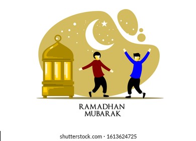 Iftar party concept. Moslem family dinner on Ramadan or celebrating Eid with people character. web landing page template, banner, presentation, social or print media