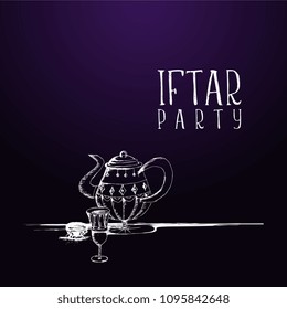 Iftar Party hand drawn violet color