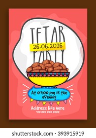 Iftar Party Invitation Card design with illustration of sweet delicious dates.