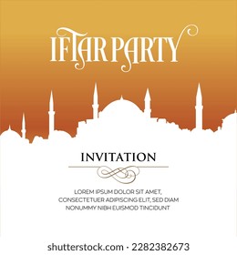 Iftar Party Invitación Tarjeta Vector Ilustración