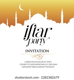 Iftar Party Invitation Card Vector Illustration