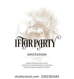 Iftar Party Invitation Card Vector Illustration