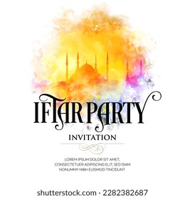 Iftar Party Invitación Tarjeta Vector Ilustración