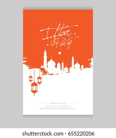 Iftar Party Invitation Card Vector Illustration