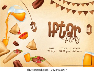 Iftar Party invitation design.
Vector Illustration.

