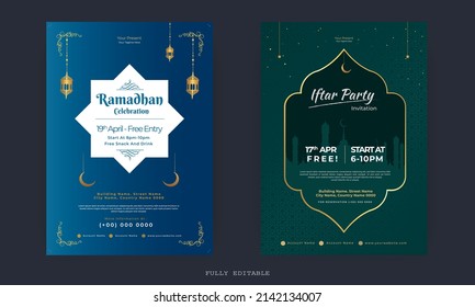 Iftar Party Invitation Flyer. Beautiful Islamic festival for banner, poster, background used for an iftar party and eid Mubarak celebration.