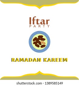 Iftar party, a plate of dried dates for breaking fast in the month of Ramadan, breaking fast in the month of Ramadan Kareem, Ramadan mubarak, date palm