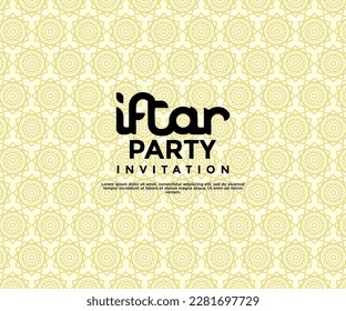 Iftar Party Ramadan Invitation poster template design with illustration