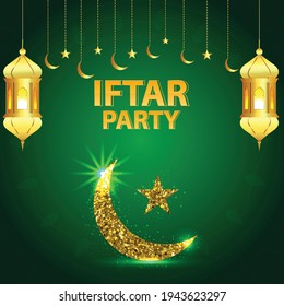 Iftar party or ramadan mubarak background with arabic lantern