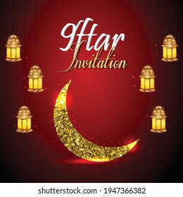 Iftar party or ramadan mubarak background with arabic lantern 