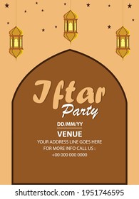 Iftar party or ramadan mubarak background with arabic lantern