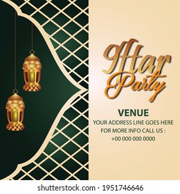 Iftar party or ramadan mubarak background with arabic lantern