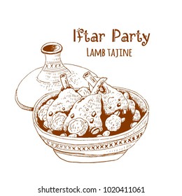 Iftar Party, vector illustration.