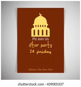 Iftar party vintage poster template Iftar Party Invitation Card for Islamic Holy Month of Fasting, Ramadan Kareem celebration.