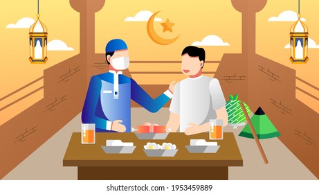 Iftar with the poor-flat illustration ramadan