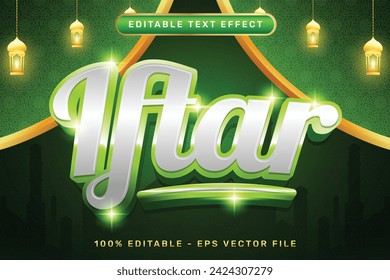 iftar ramadan kareem effect and editable text effect with islamic ornament