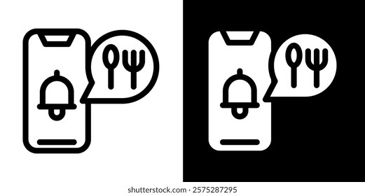 iftar reminder app line and glyph icon, outline and glyph vector sign, linear and glyph style pictogram isolated on white and black. islamic Symbol, logo,icon, illustration