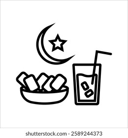 Iftar that can be easily edited or modified, isolated on white background for graphic and web design.