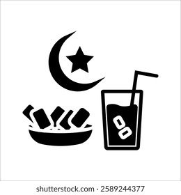 Iftar that can be easily edited or modified, isolated on white background for graphic and web design.