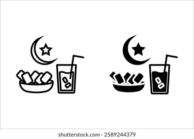 Iftar that can be easily edited or modified, isolated on white background for graphic and web design.