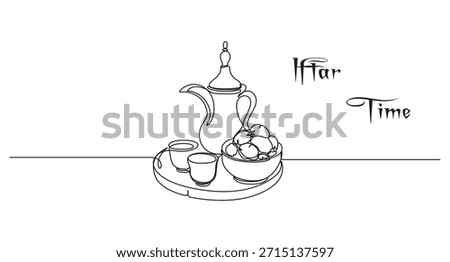 Iftar Time Traditional Ramadan Fast-Breaking Meal with Dates and Arabic Coffee,
