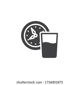 Iftar time vector icon. filled flat sign for mobile concept and web design. Clock and water glass glyph icon. Symbol, logo illustration. Vector graphics