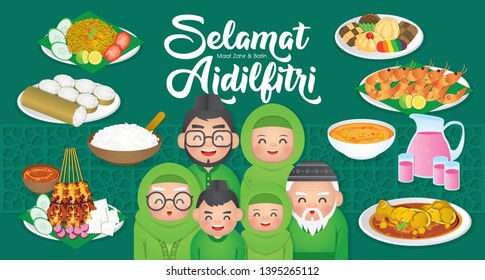 Iftar/Berbuka Puasa (or Fatoor) is the evening meal with which Muslims end their daily Ramadan fast at sunset.  (Caption: Hari Raya Aidilfitri also known as Eid al-Fitr)