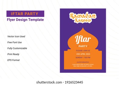 Ifter Party invitation flyer design. Ramadan flyer for ifter party and seminar. Iftar party celebration poster, banner, ramadan flyer, ifter party 